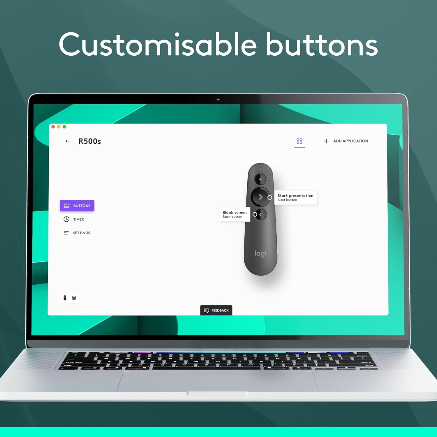 Logitech R500s Laser Class 1 Presenter Bluetooth and USB / Presentation Clicker - Universal Compatibility, 20m range, Customisable, Smart Battery 12 months usage - Dark Grey-4