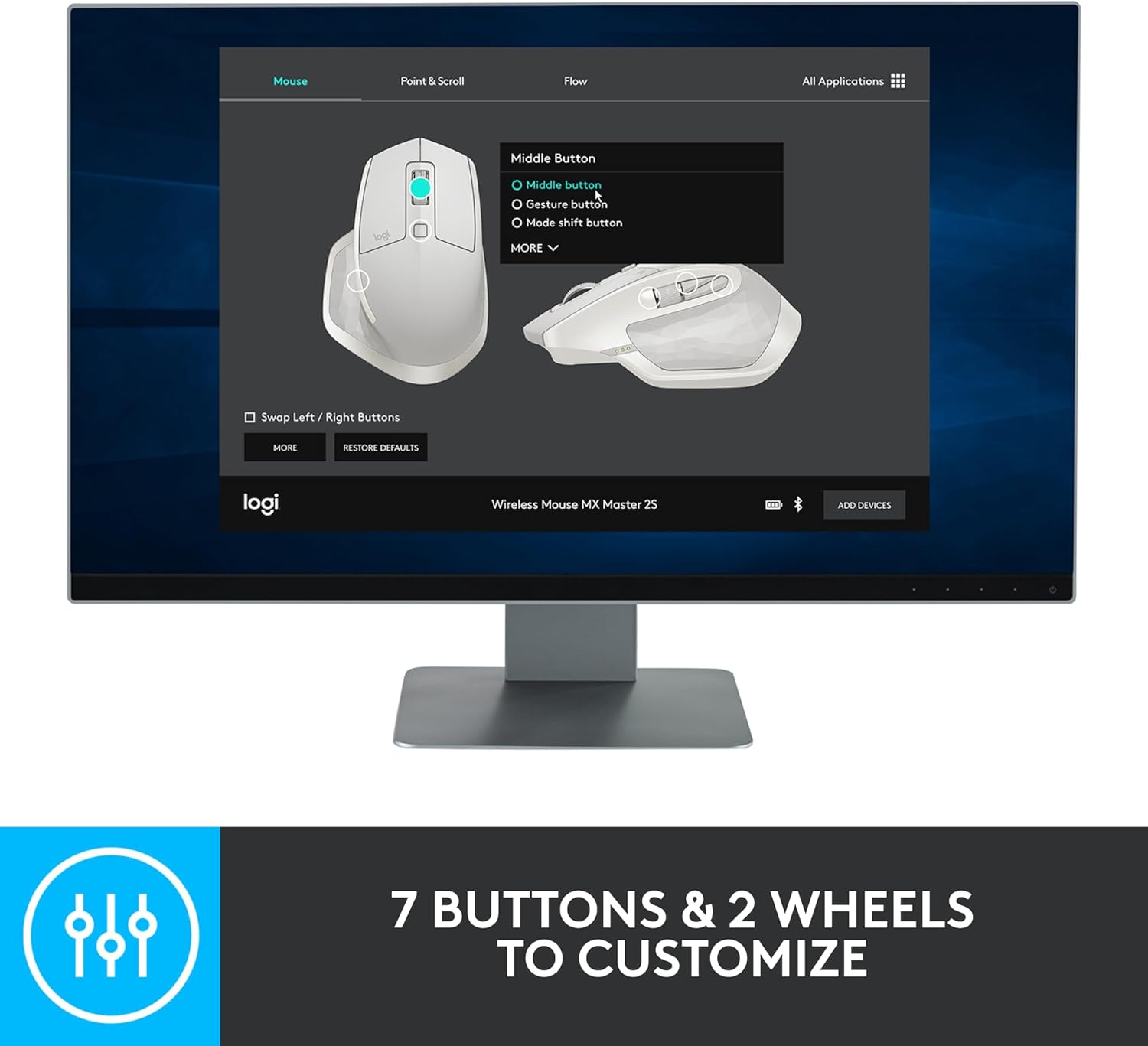 Logitech MX Master 2S Bluetooth Edition Wireless Mouse, Multi-Surface, Hyper-Fast Scrolling, Ergonomic, Rechargeable, Connects Up to 3 Mac/PC Computers - Graphite-8