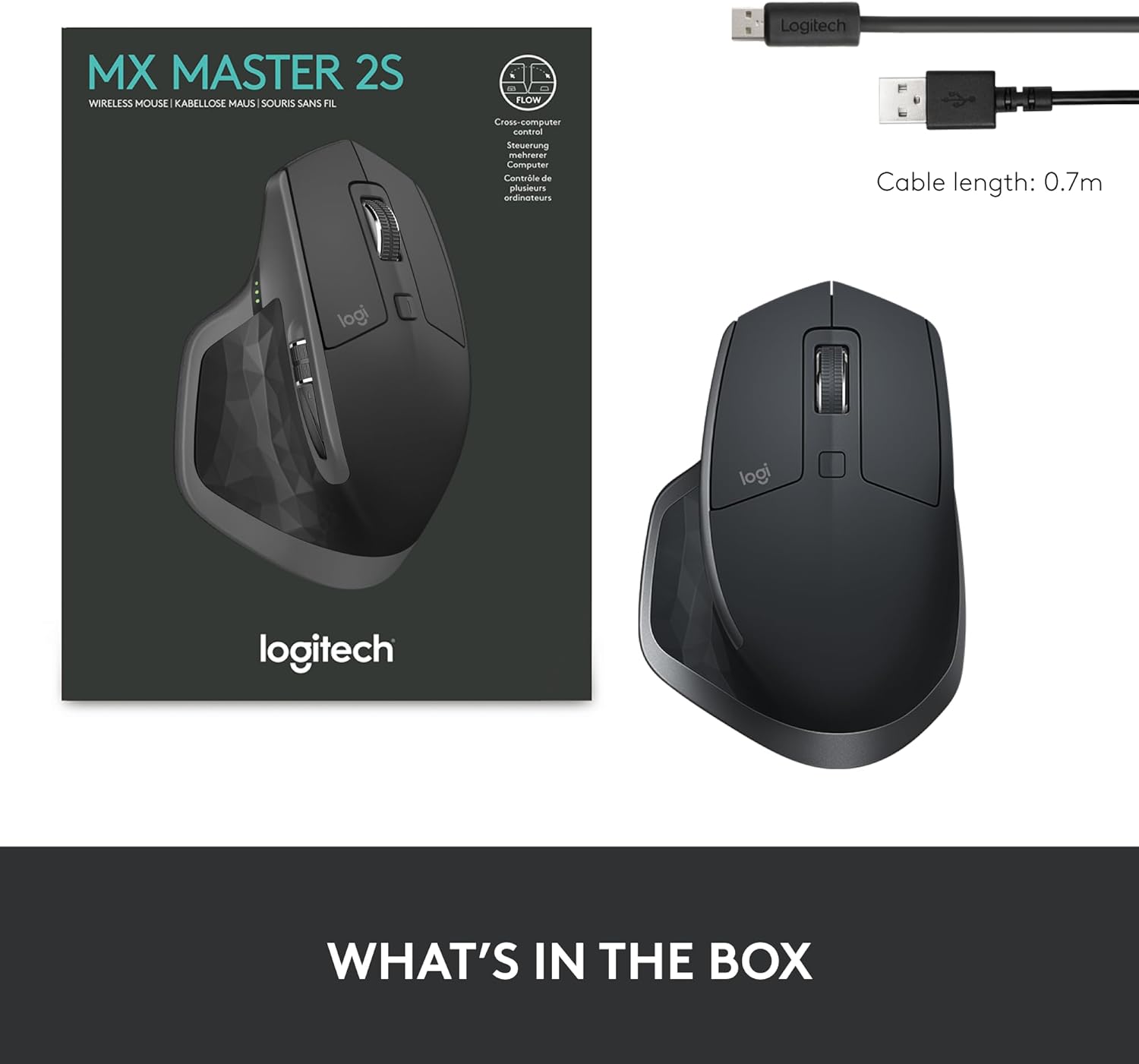 Logitech MX Master 2S Bluetooth Edition Wireless Mouse, Multi-Surface, Hyper-Fast Scrolling, Ergonomic, Rechargeable, Connects Up to 3 Mac/PC Computers - Graphite-9