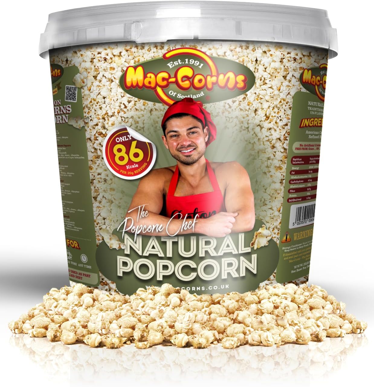 Anton, The Popcorn Chef, Plain Natural (Naked) Popcorn, Mega Bucket-0