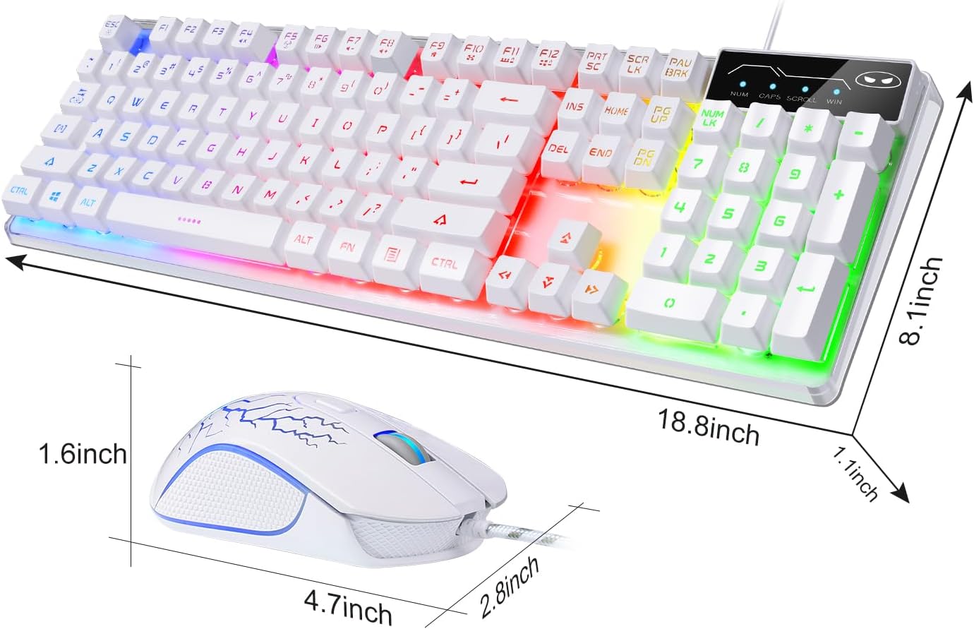 Gaming Keyboard and Mouse Combo, MageGee K1 RGB LED Backlit Keyboard with 104 Key Computer PC Gaming Keyboard for PC/Laptop (White)-2