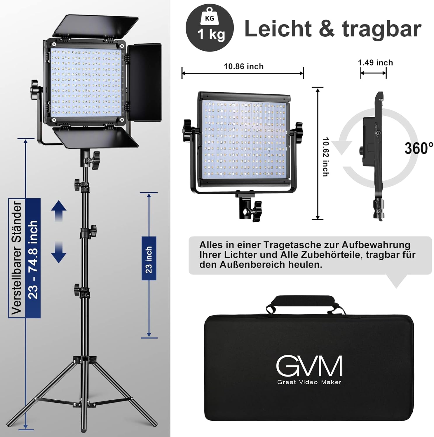 GVM LED Video Light Panel, RGB Video Lighting with APP Control, 800D Studio LED Photography Lighting with Tripod Kit, 8 Kinds Lights Scene LED Light Panel for YouTube Studio Video-5