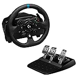 Logitech G G923 Racing Wheel and Pedals, TRUEFORCE up to 1000 Hz Force Feedback, Responsive Pedal, Dual Clutch Launch Control, Genuine Leather Wheel Cover, for Xbox Series X|S|One, PC - Black