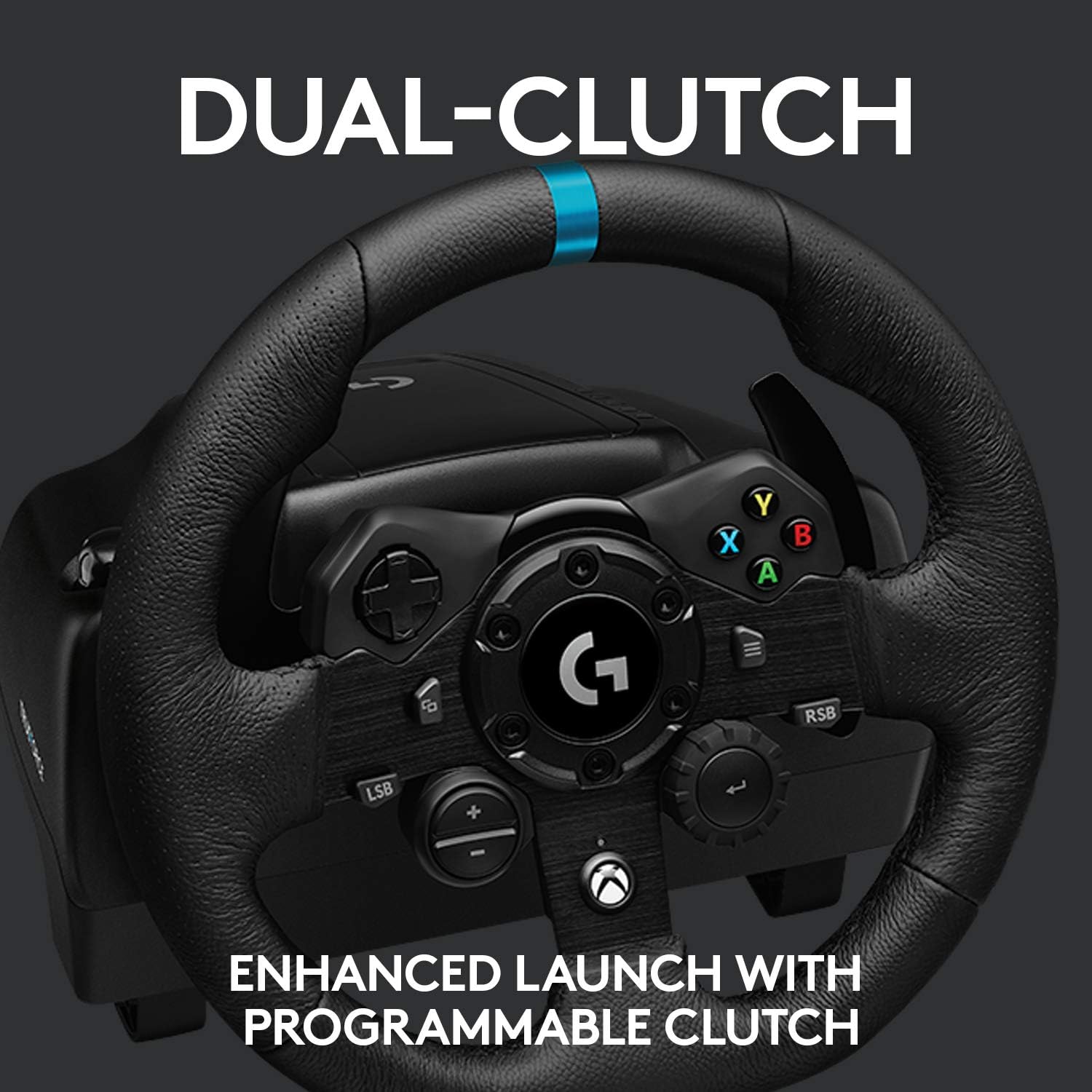 Logitech G G923 Racing Wheel and Pedals, TRUEFORCE up to 1000 Hz Force Feedback, Responsive Pedal, Dual Clutch Launch Control, Genuine Leather Wheel Cover, for Xbox Series X|S|One, PC - Black-3