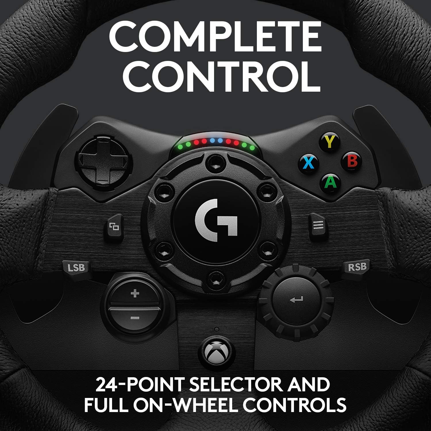 Logitech G G923 Racing Wheel and Pedals, TRUEFORCE up to 1000 Hz Force Feedback, Responsive Pedal, Dual Clutch Launch Control, Genuine Leather Wheel Cover, for Xbox Series X|S|One, PC - Black-4