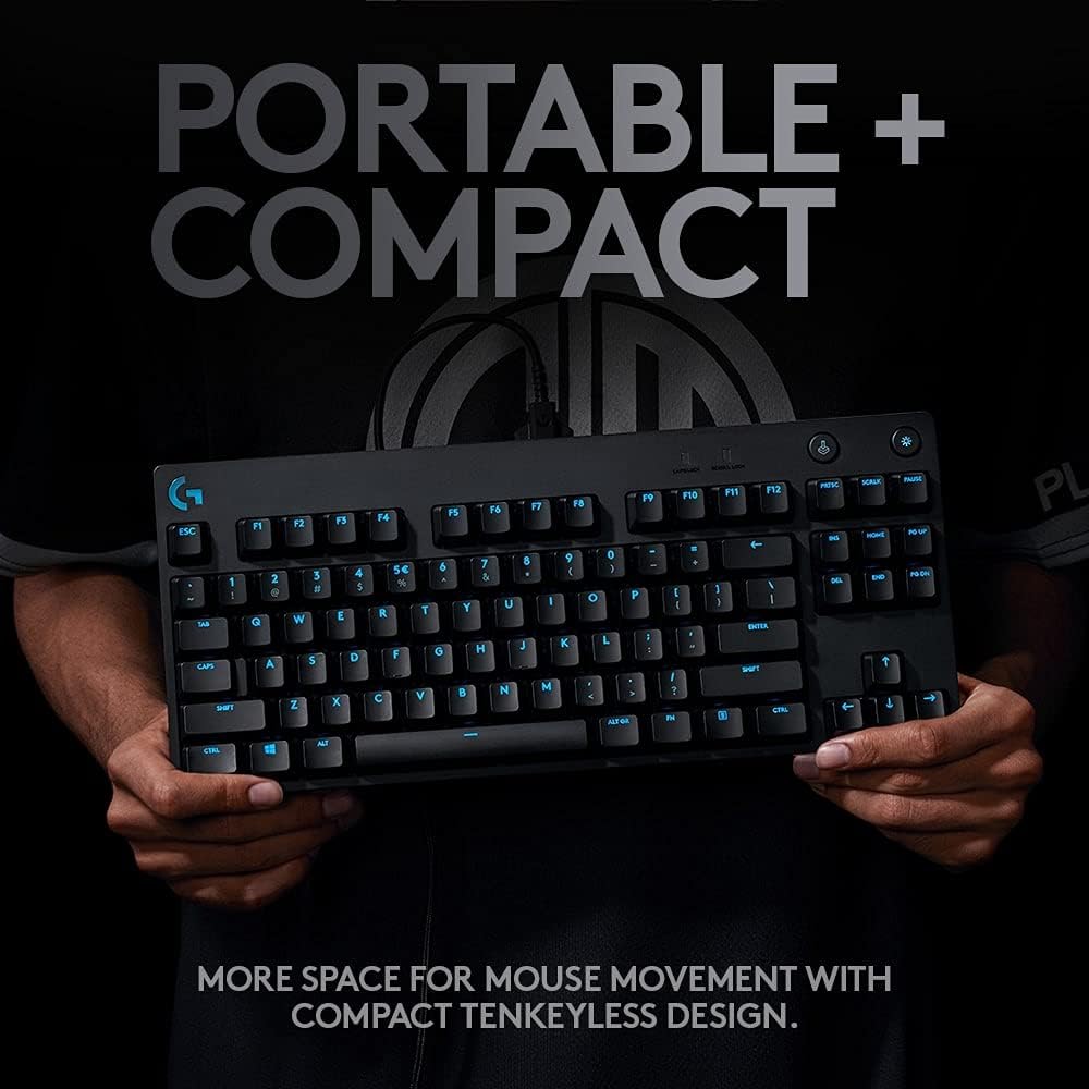 Logitech G PRO TKL Mechanical Gaming Keyboard, GX Blue Clicky Key Switches, LIGHTSYNC RGB, Portable Tenkeyless Design for esport Gaming, Detachable Micro USB Cable, QWERTY UK Layout - Black-3