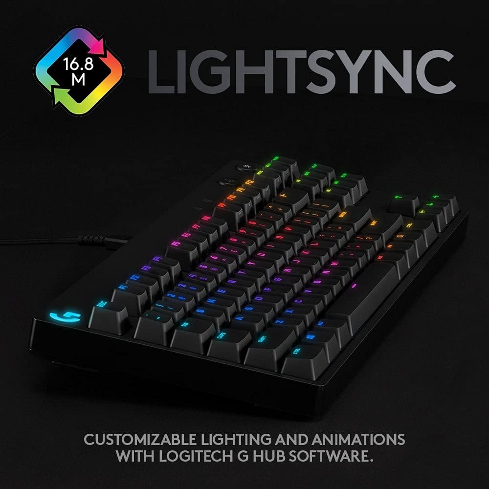 Logitech G PRO TKL Mechanical Gaming Keyboard, GX Blue Clicky Key Switches, LIGHTSYNC RGB, Portable Tenkeyless Design for esport Gaming, Detachable Micro USB Cable, QWERTY UK Layout - Black-4