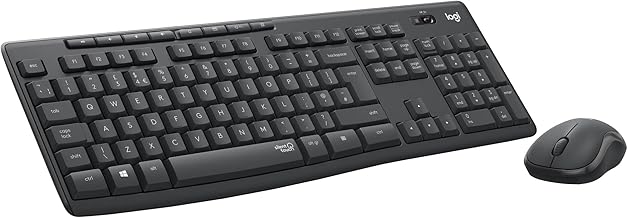 Logitech MK295 Silent Wireless Mouse & Keyboard Combo with SilentTouch Technology, Full Numpad, Advanced Optical Tracking, Lag-Free Wireless, 90% Less Noise, QWERTY UK English Layout - Black