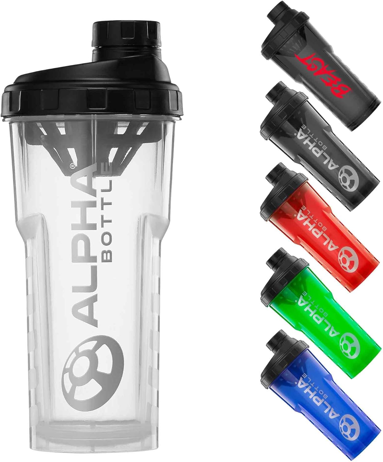 Alpha Designs | Protein Shaker Bottle | 750ml Gym Cup | for Protein Powder Shakes & Sports Supplements | Pre Workout Mixer | BPA Free | 0.75L | Clear-0