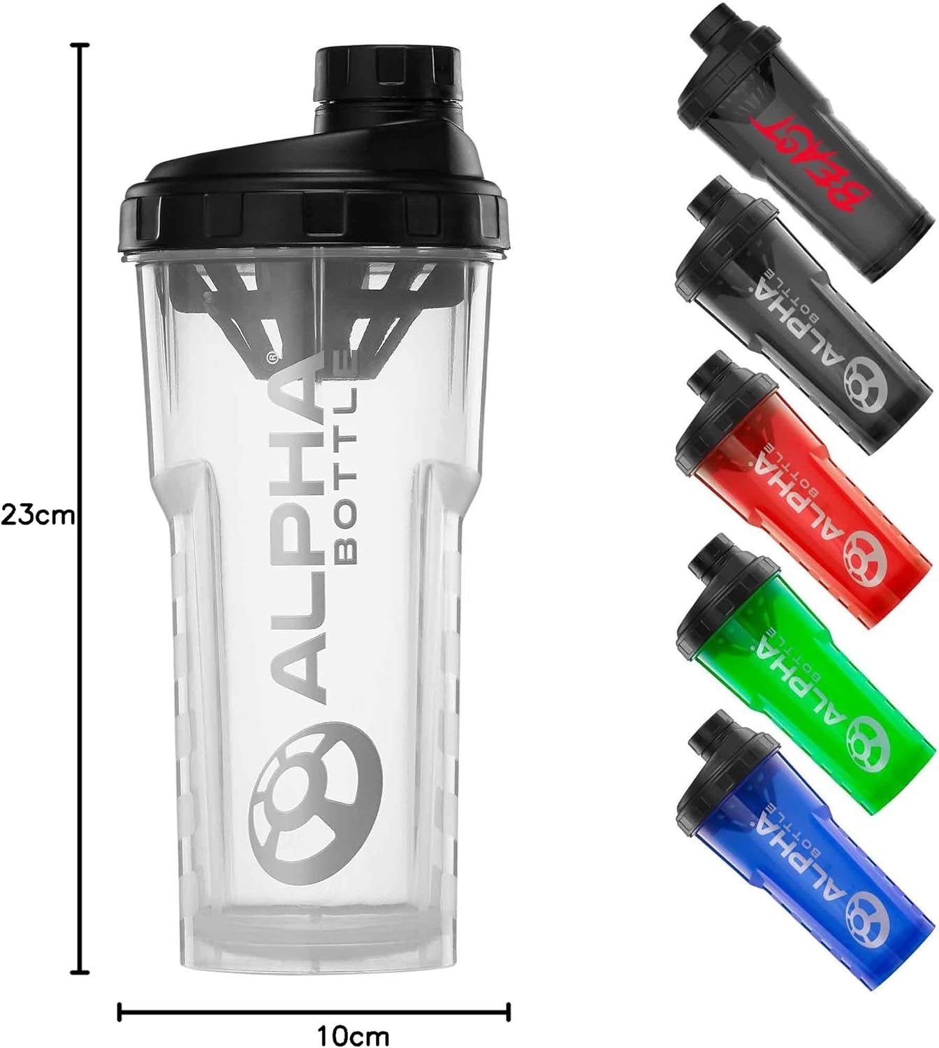 Alpha Designs | Protein Shaker Bottle | 750ml Gym Cup | for Protein Powder Shakes & Sports Supplements | Pre Workout Mixer | BPA Free | 0.75L | Clear-8