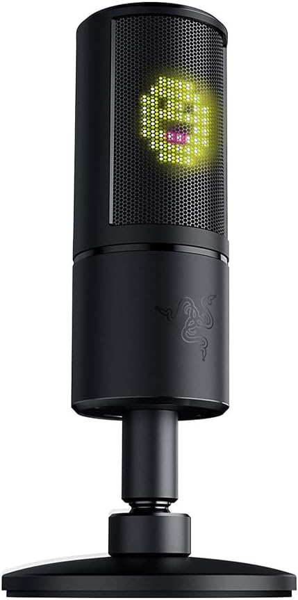 Razer Seiren Emote - USB Condenser Microphone for Streaming with Emoticon Display (8-Bit LED Display, Stream-Reactive, Hypercardioid Microphone, Shock Absorber, Plug and Play) Black-0