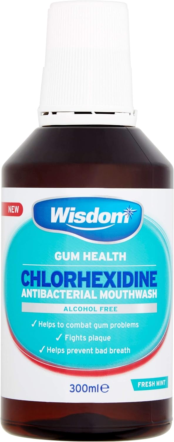 Wisdom Chlorhexidine Mouthwash - Fresh Mint - Alcohol Free (2 x 300ml Bottles)-0