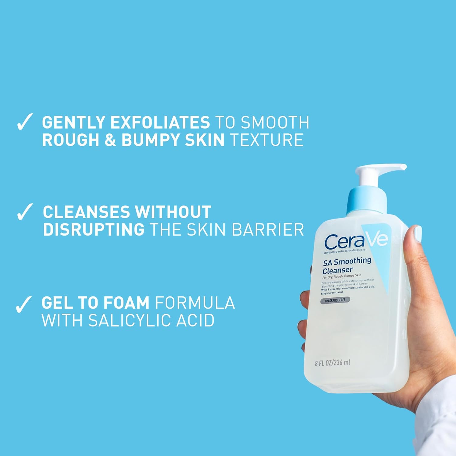 CeraVe SA Smoothing Cleanser with Salicylic Acid for Dry, Rough & Bumpy Skin 236ml-2