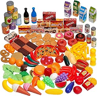 THE TWIDDLERS - 150 Pieces Pretend Play Food Toys, Role Play Kids Kitchen Accessories Toy Set for Boys & Girls - Includes Fruits & Vegetables