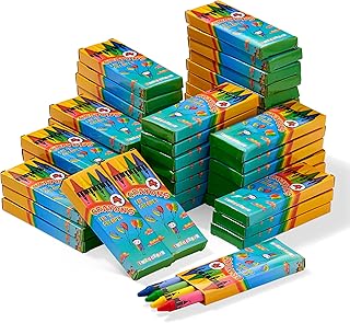 THE TWIDDLERS - 50 Boxes of Wax Crayons for Kids, 4 Crayons Per Box, 200 Total - Mixed Coloured, Perfect Mini Crayon Packs for Party Bag Fillers, School Classrooms, Arts & Crafts, Restaurants