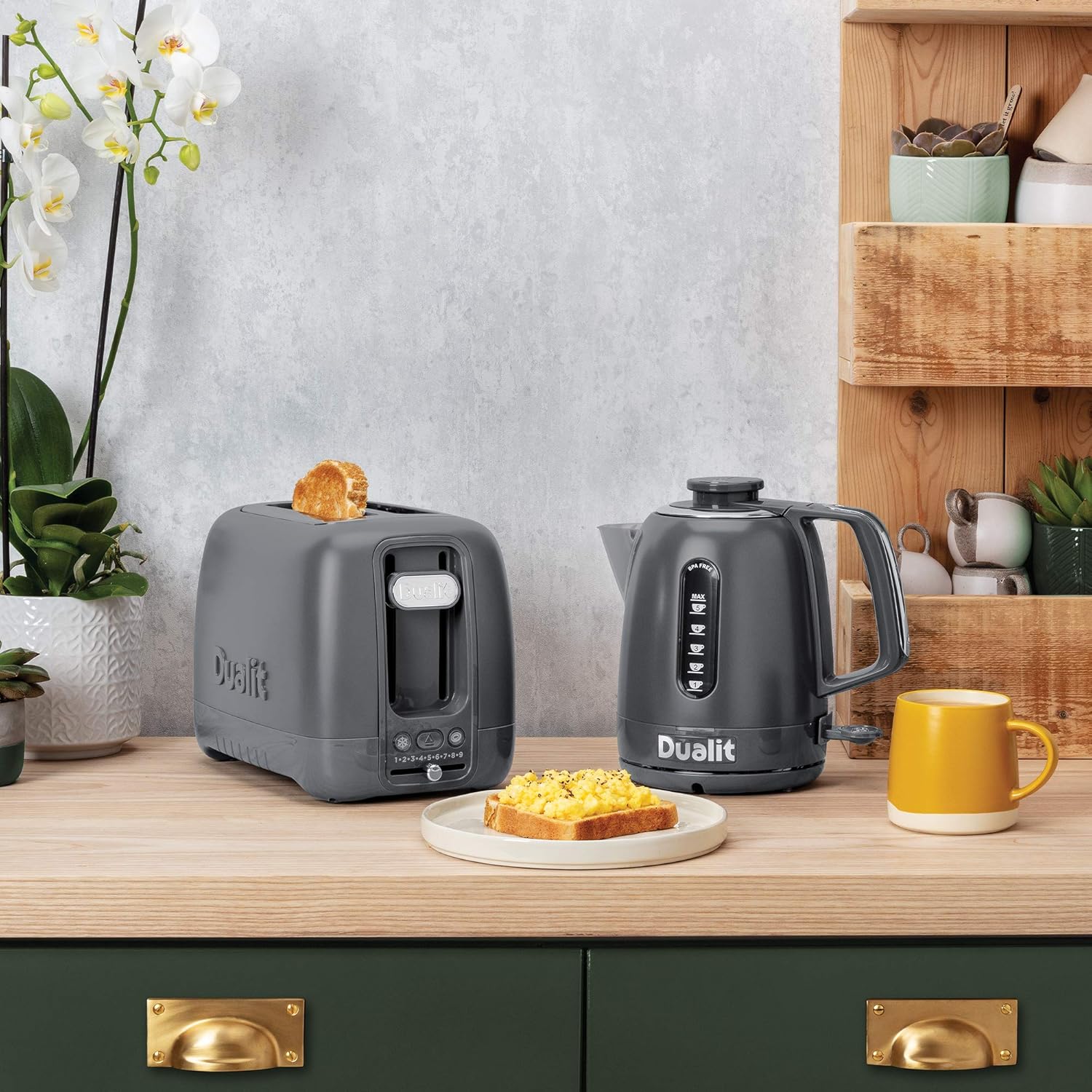 Dualit 2 Slice Domus Toaster | Grey | Extra Long Slots For Large Bread Slices – Bagel & Defrost Settings - Peek & Pop Function | Matching Domus Kettle & Sandwich Cage Available-5