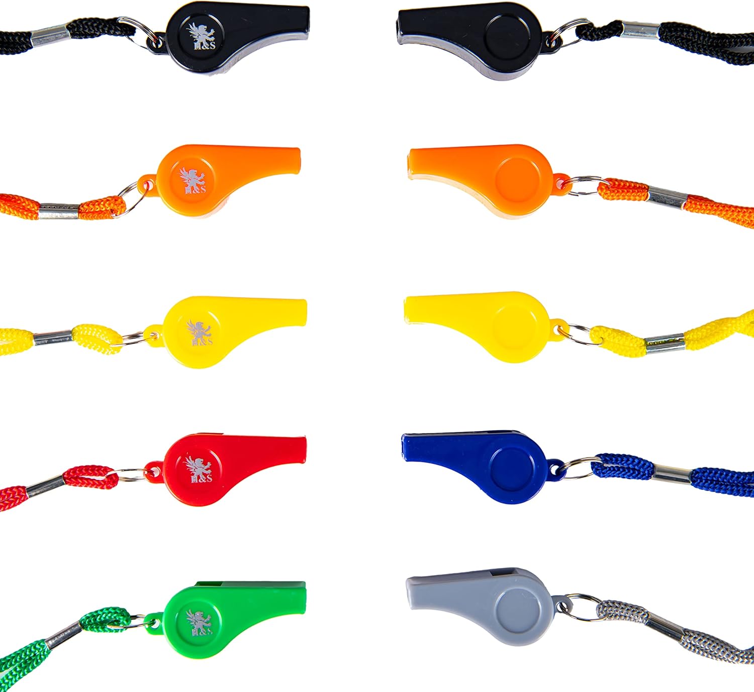 H&S Whistles 10pcs Referee Sports Whistle - Plastic Coach Whistle With Lanyard For Football - Referee Whistle Lanyard - Playground Whistle - Loudest Whistle - Coaching Whistle - Whistles Sports-0