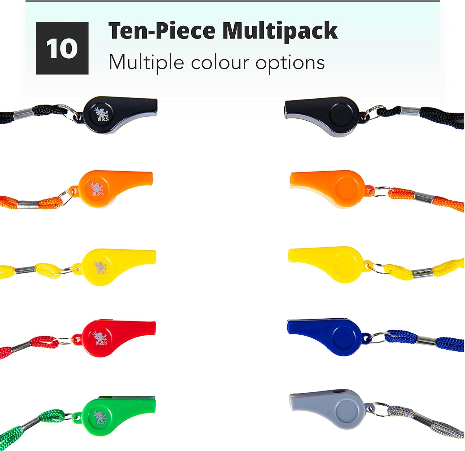 H&S Whistles 10pcs Referee Sports Whistle - Plastic Coach Whistle With Lanyard For Football - Referee Whistle Lanyard - Playground Whistle - Loudest Whistle - Coaching Whistle - Whistles Sports-4