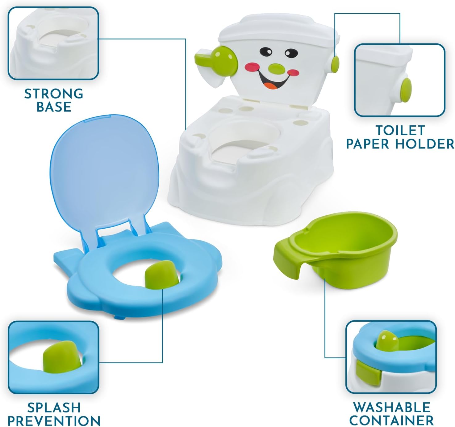 SA Products Kids Potty Training Toilet Seat with Splash Guard - Lightweight Portable Potty Great for Travel - Fun Kids Toilet Seat to Encourage Practice for Toddler Baby Children Infants - Blue-3