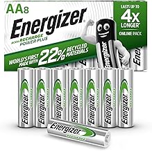 Energizer Rechargeable Battery AA Pack, Recharge Power Plus, 8 Pack, Rechargeable Batteries