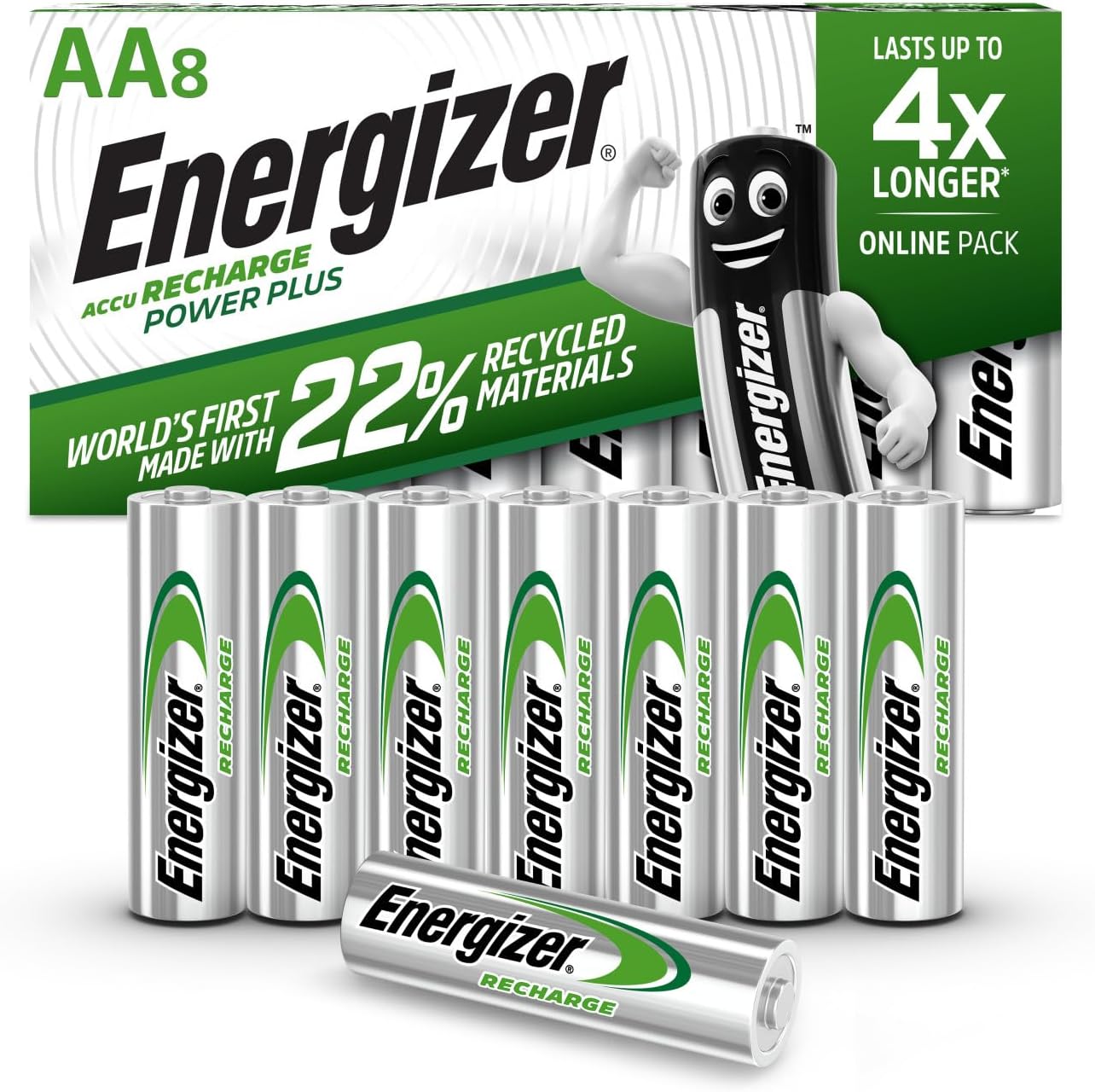 Energizer Rechargeable Battery AA Pack, Recharge Power Plus, 8 Pack, Rechargeable Batteries-0