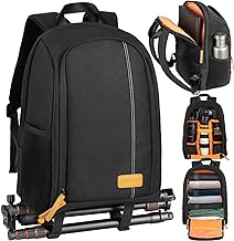 TARION Camera Backpack, Photography Backpack with Large Capacity, Padded Insert, 15'' Laptop Compartment, Professional Waterproof Camera Bag for DSLR SLR Canon Nikon Fuji Sony Cameras