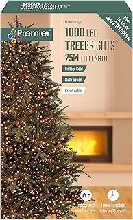 Premier Decorations 1000 Vintage Gold LED Treebrights with Multi Action Facility and Timer Function