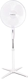 nuovva 16 Inch Oscillating Cooling Pedestal Fan with Folding Base and Adjustable Height and Tilt 3-Speed White (16 Standing Fan)