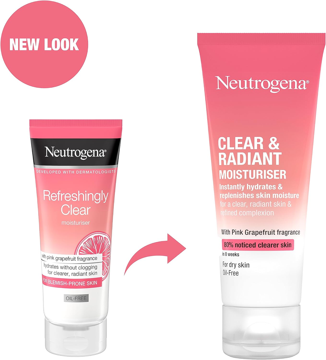 Neutrogena Clear & Radiant Moisturiser (1x 50ml), Daily Facial Cream for Dry Skin Prone to Blemishes, Uplifting Oil-Free Moisturiser with Pink Grapefruit Fragrance, for a Clearer, Radiant Skin-5