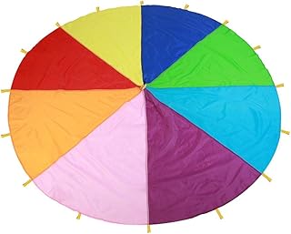 Wifehelper Parachute Play Tent Kids Game Play Multi-Color Rainbow Parachute Children Outdoor Game Indoor&Outdoor Picnic Blanket Mats Party Sports Activities Group Exercise(6m)