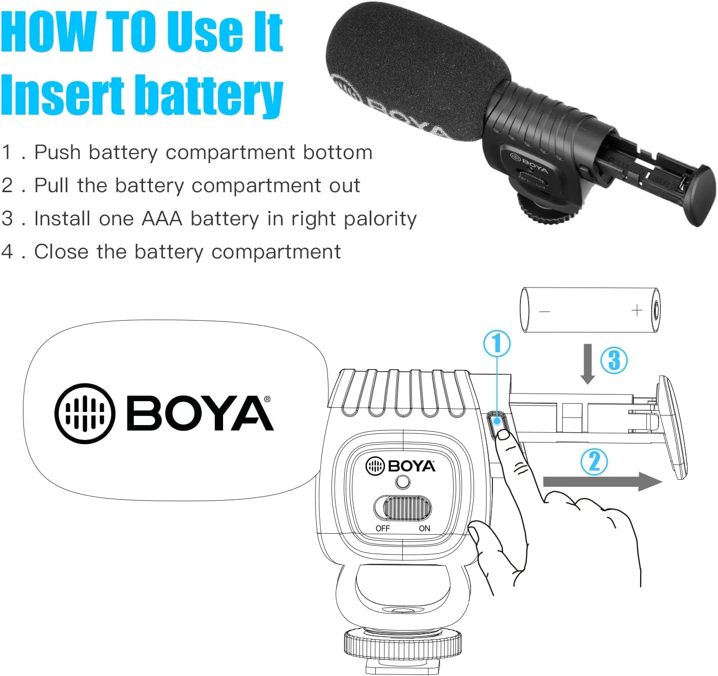 Boya BY-BM3011 Camera Microphone, Shotgun Microphone with Foam Shockproof Deadcat Windshield Super Cardioid Video Microphone for Cameras and Camcorders-3