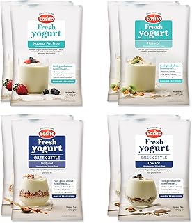 EasiYo Yogurt 8 Sachet Pack | EasiYo Wellbeing Mixed Pack | 2 x Greek Style Natural 2 x Low Fat Greek Style 2 x Natural 2 x Fat Free Natural | Each Sachet Makes 1kg of Yogurt