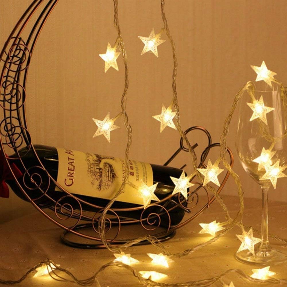 BIUYO Fairy Lights Battery Powered Stars String Lights 5M 50 LED Battery Operated Decorative Lighting for Christmas Wedding Birthday Indoor Outdoor Use(Warm White)-2