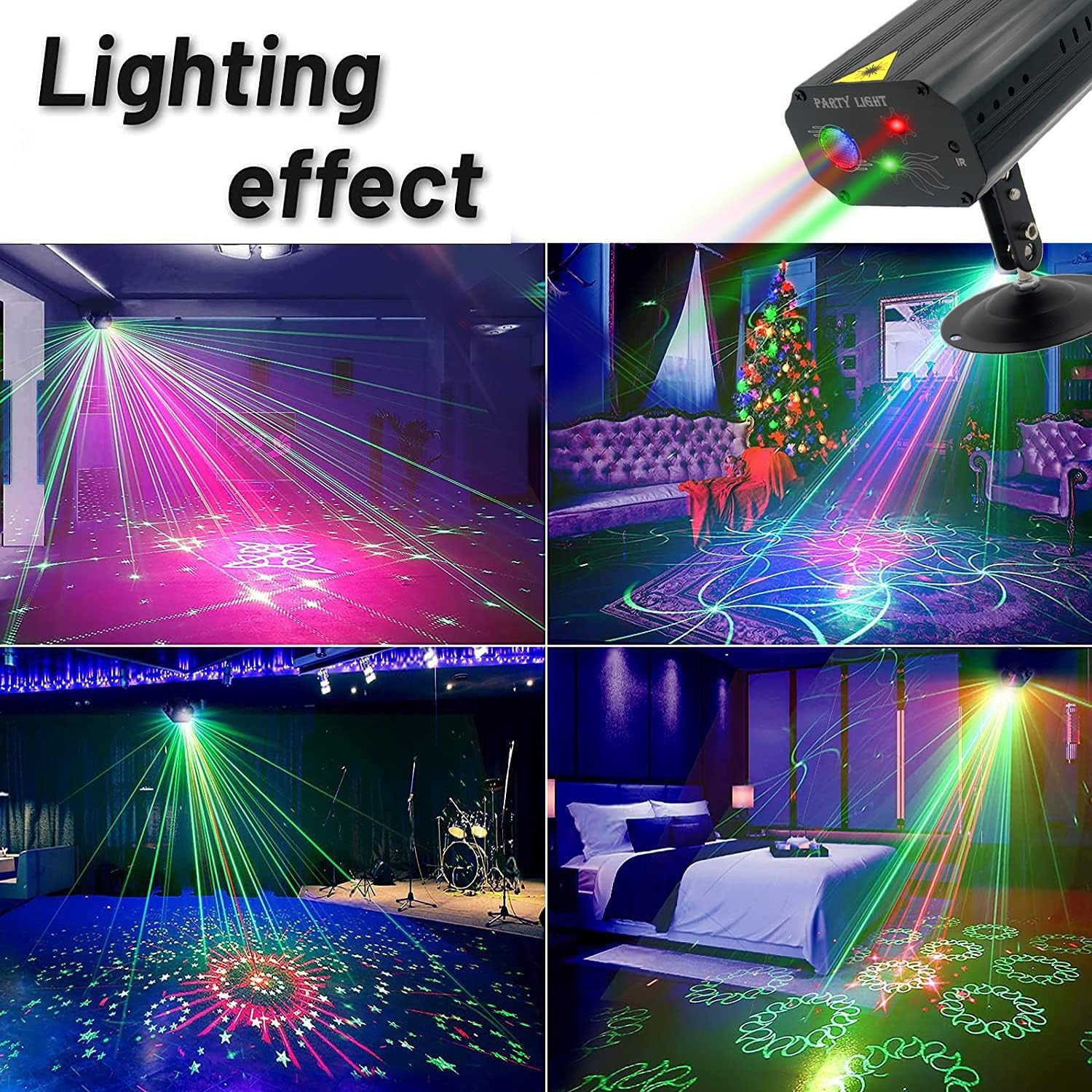 Disco Lights Party Lights, Sound Activated DJ Light with Remote Control DJ Stage Lights Strobe Projector for Club Home Party Ballroom Bands Wedding Show Bar Karaoke KTV-4