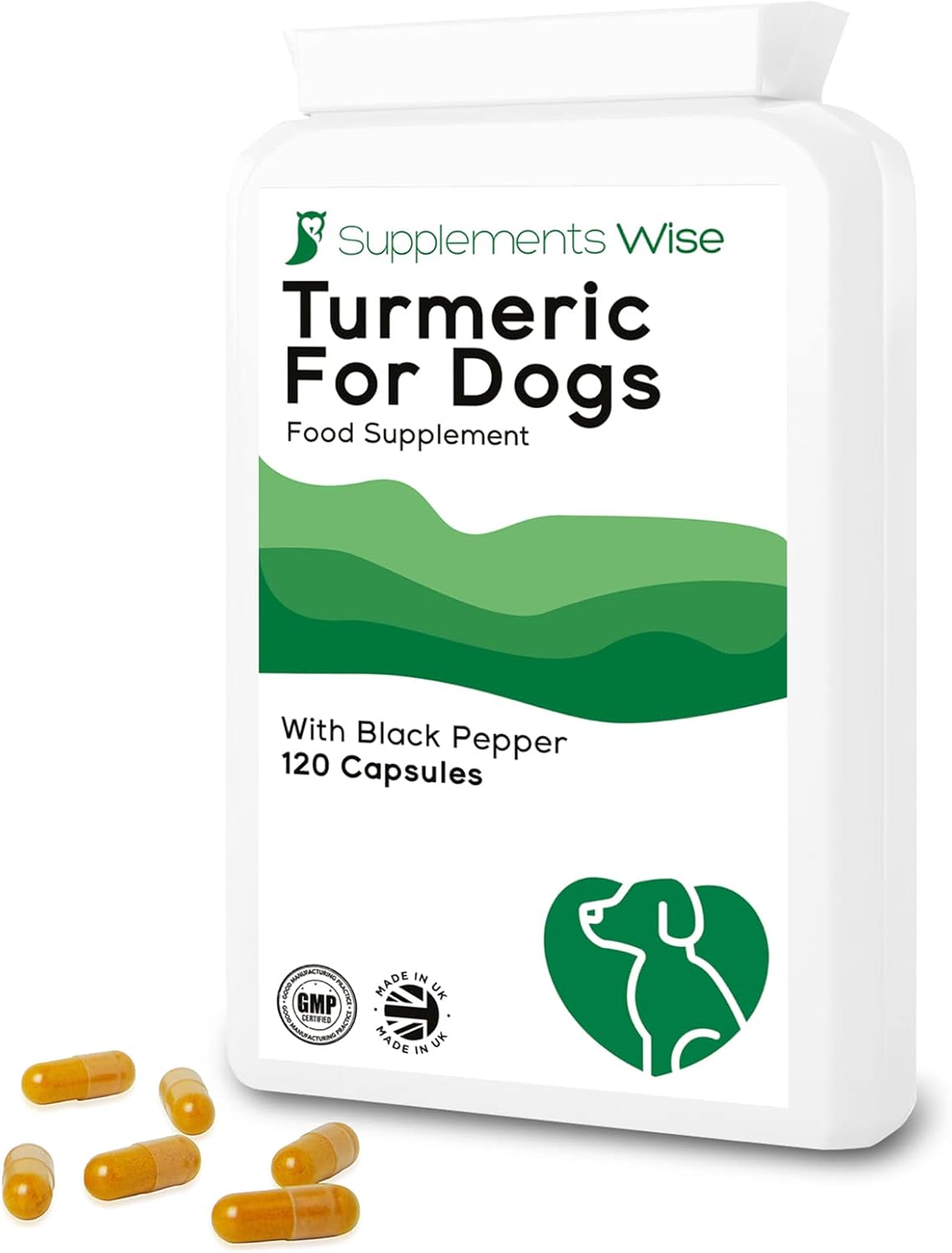 Turmeric For Dogs - 120 x 500mg Capsules, Dog Pain Relief Anti Inflammatory for Hips and Joints - Dog Joint Supplements for Senior Dogs - Curcumin Turmeric for Dogs with Black Pepper (120 Capsules)-0