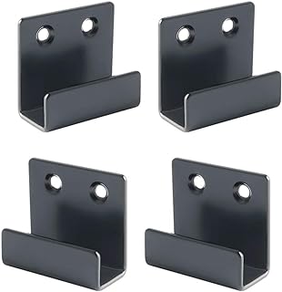 Sayayo Stainless Steel Picture Rail Hooks Picture Hanging Mirror Clips Mirror Fixings Hanging Kits Heavy Duty Ceramic Tile Display Bracket, Matte Black Finish, 4 PCS (15MM Inside Width)