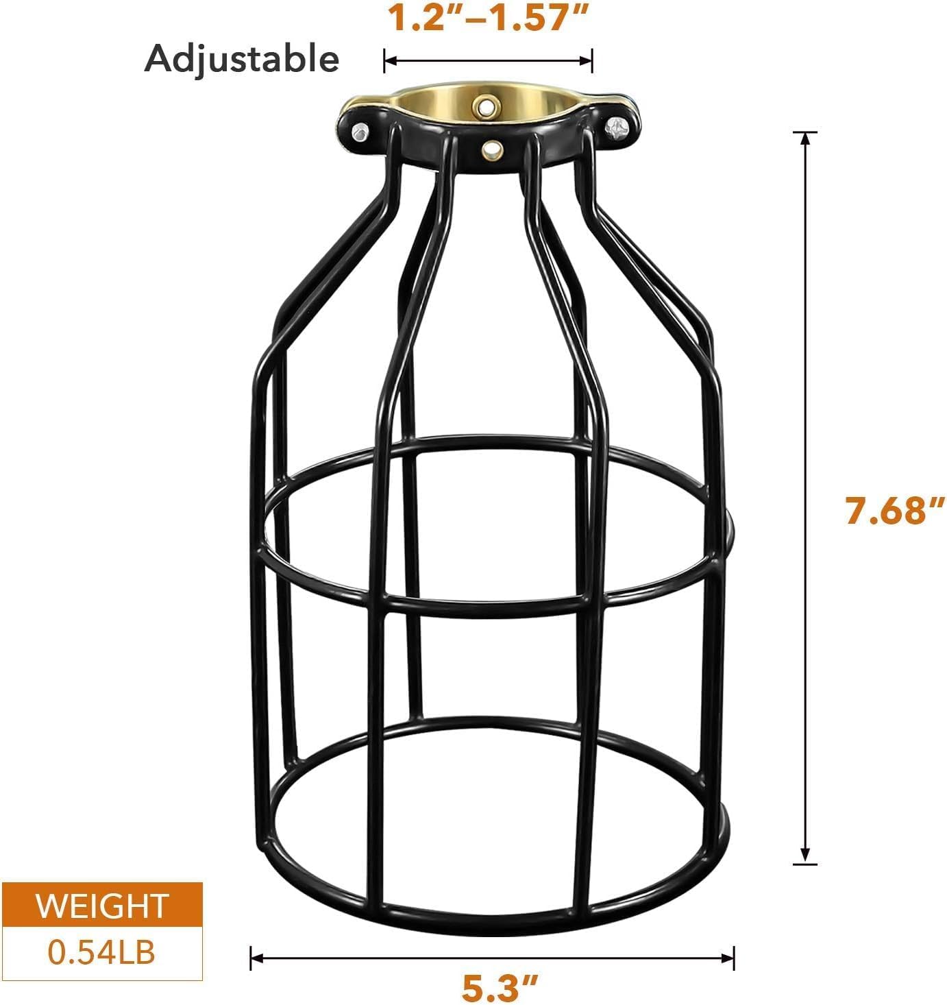 Simple Deluxe 4-Pack Adjustable Industrial Clamp on Metal Bulb Guard Cage for Pendant, Farmhouse Light Fixture, Vintage Lamp Shades and Hanging Lamp, Black-1