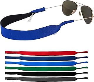 kuou 6 Pieces Sports Sunglasses Strap, Stretchy Floating Glasses Strap Neoprene Eyewear Retainer Eyeglass Strap for Men Women Kids