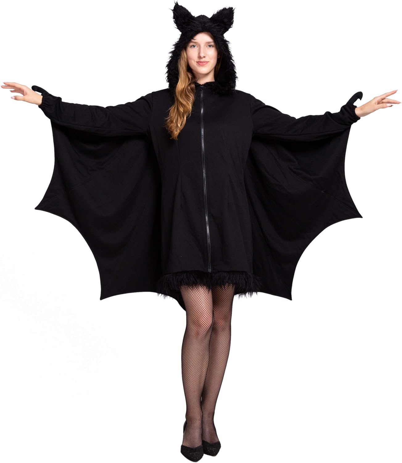 Spooktacular Creations Woman’s Black Bat Zip Hoodie Halloween Costumes for Adults-0