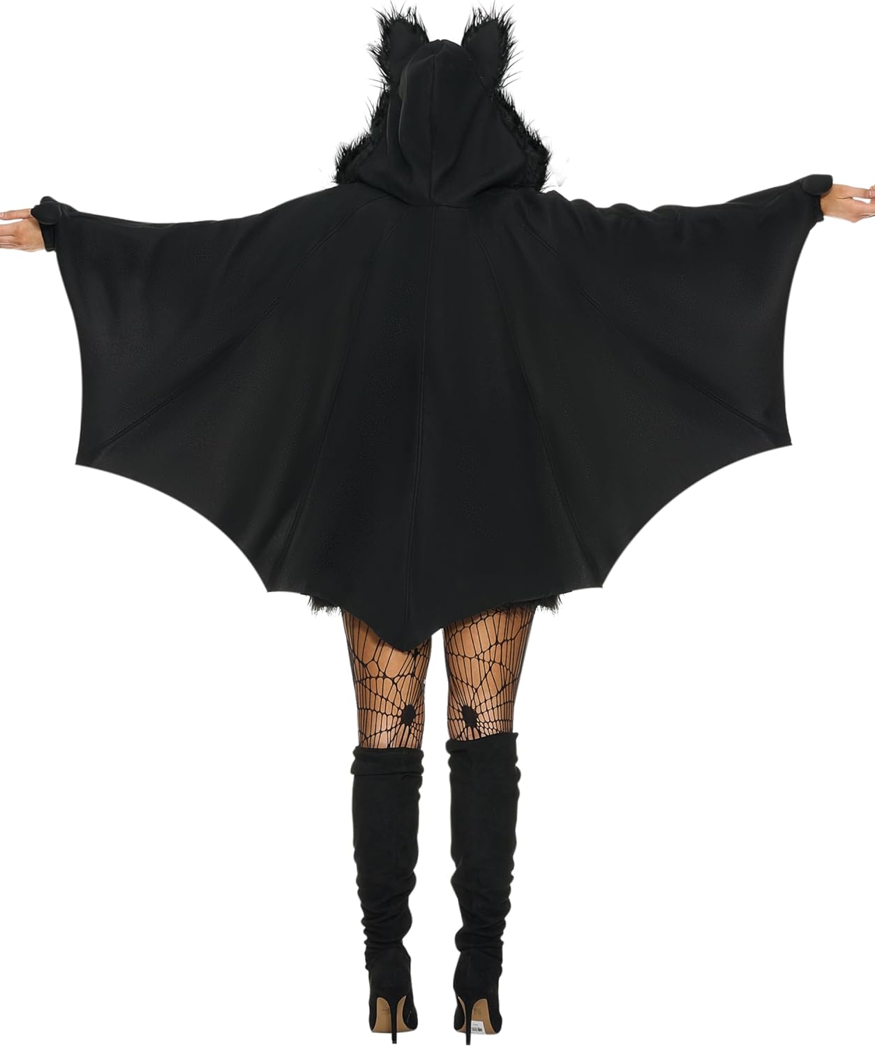 Spooktacular Creations Woman’s Black Bat Zip Hoodie Halloween Costumes for Adults-2