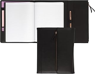 Samsill Women Professional Portfolio/Resume Portfolio/Executive Notebook/Business Portfolio for Women with Magnetic Flap Closure with Rose Gold Zipper (Black, Letter Size), 71830