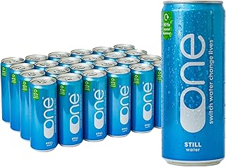 One Water Natural Still Spring Water 24 x 330ml Cans - Pure Refreshing 7.7pH Canned Water - 100% Recyclable & Sustainable Can - Plastic Free - Bulk Pack