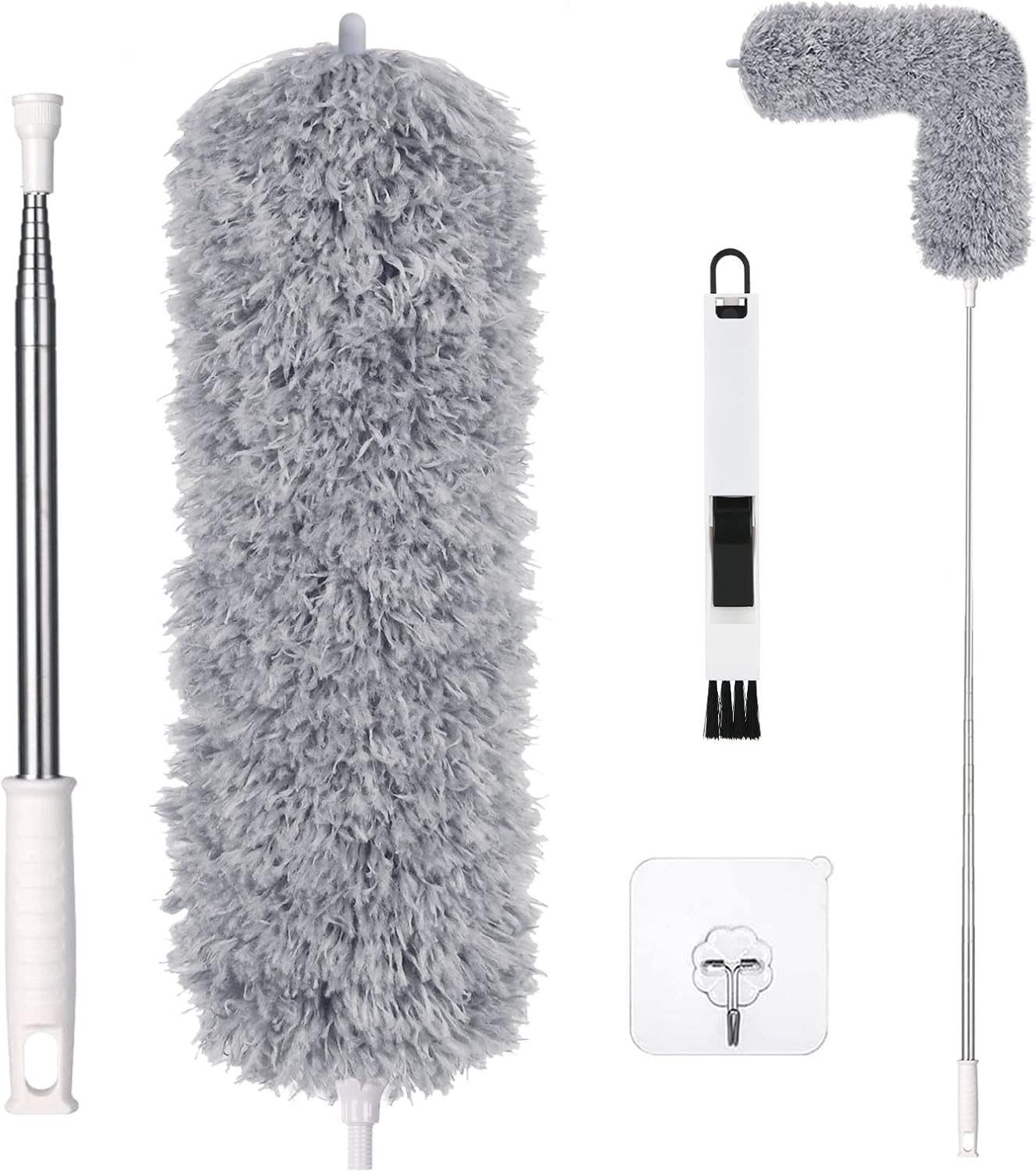 Vicloon Feather Duster Extendable, 100 Inches Microfiber Duster Cleaning Steel Telescopic Duster Feather Duster with Bendable and Window Slot Cleaning Brush Hand for Cleaning Ceiling Fans, Cars…-8