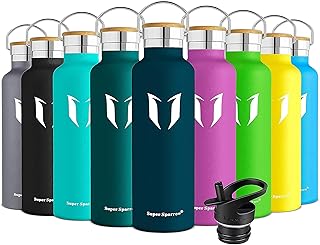 Super Sparrow Stainless Steel Water Bottle - 350ml/500ml/620ml/750ml/1L- Insulated Metal Water Bottle - Standard Mouth Flask - BPA Free - Straw Water Bottle for Work, Gym, Sports