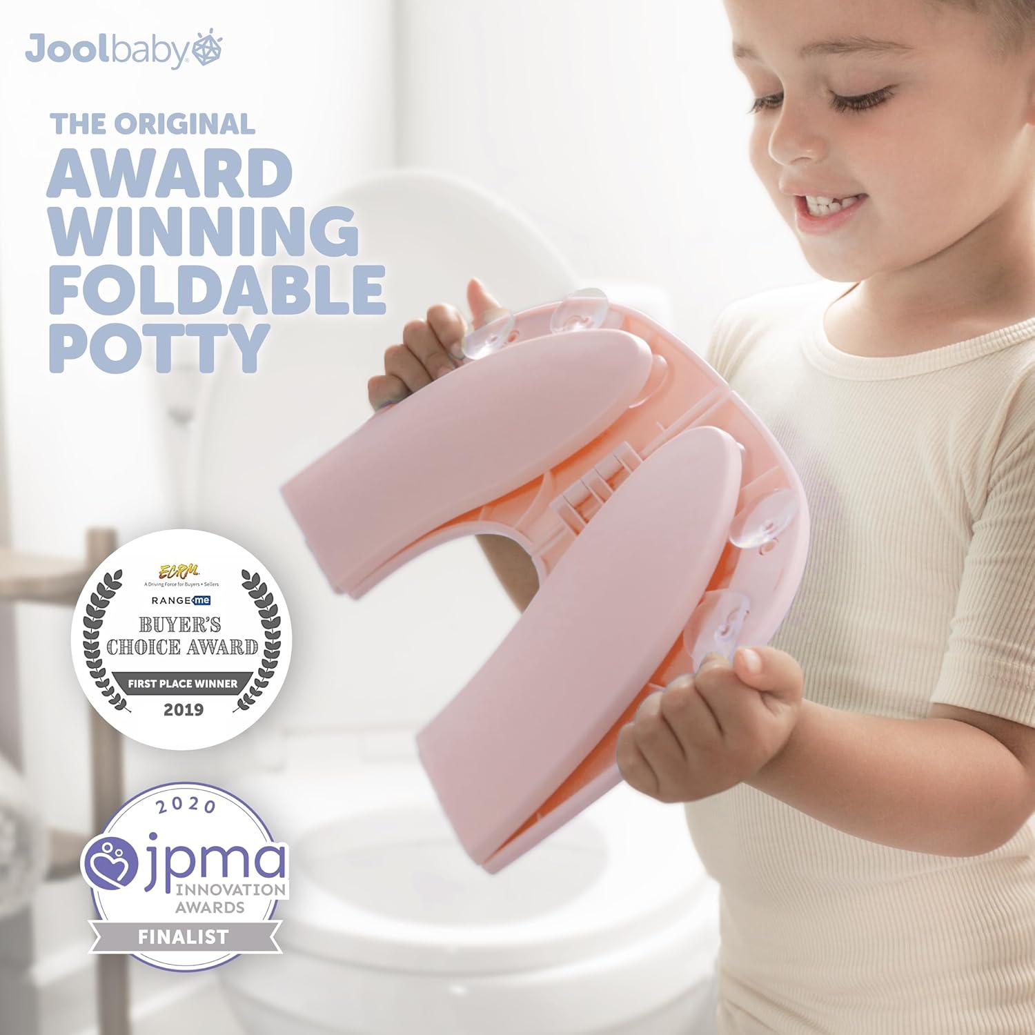 Jool Baby Products - Folding Travel Potty Seat for Girls, Fits Round & Oval Toilets, Non-Slip Suction Cups, Includes Free Travel Bag (Pink)-3