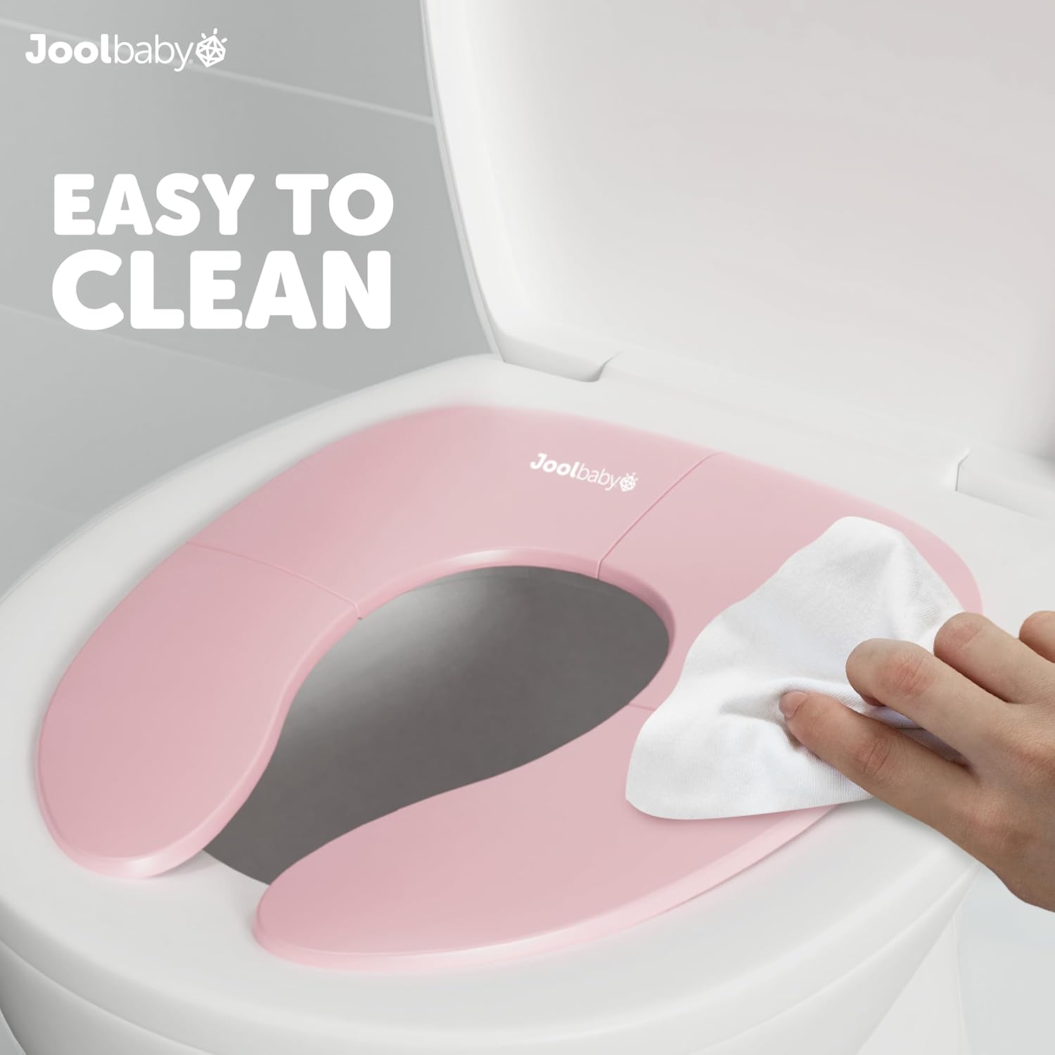 Jool Baby Products - Folding Travel Potty Seat for Girls, Fits Round & Oval Toilets, Non-Slip Suction Cups, Includes Free Travel Bag (Pink)-4