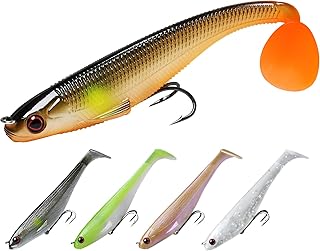 TRUSCEND Pre-Rigged Soft Fishing Lures, Well-Made Easy Catching Lures for Family Fishing, Great Action Swimbait with Spinner, All-Conditions Fishing Gear for Bass Trout Walleye, Crappie Fishing Jigs