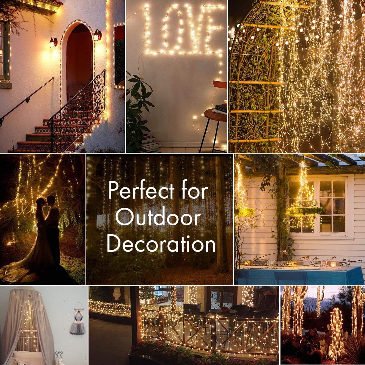 Augone [2 Pack] Fairy String Lights, 120LED 12M/40Ft 8 Modes USB Plug in Powered Lights Waterproof Outdoor/Indoor Copper String Lights with Remote Timer for Bedroom, Party, Christmas (Warm White)-2