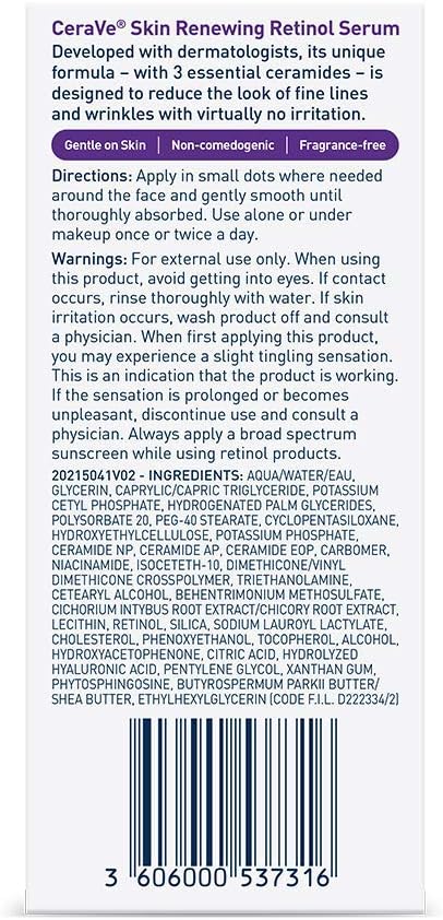 CeraVe Anti Aging Retinol Serum | Cream Serum for Smoothing Fine Lines and Skin Brightening | With Retinol, Hyaluronic Acid, Niacinamide, and Ceramides | 1 Ounce-11