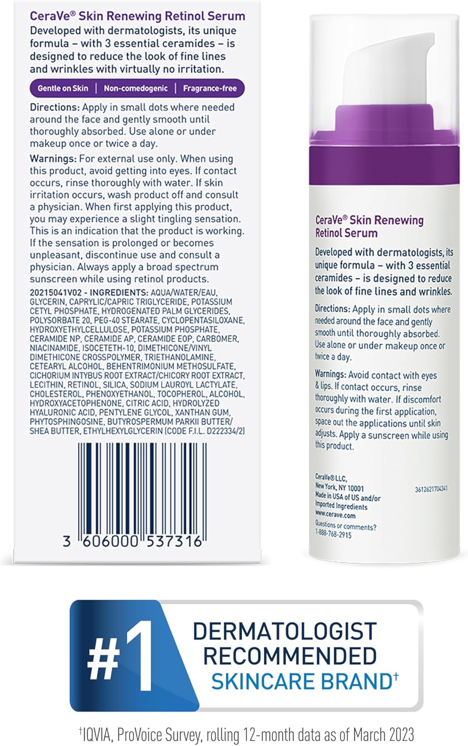 CeraVe Anti Aging Retinol Serum | Cream Serum for Smoothing Fine Lines and Skin Brightening | With Retinol, Hyaluronic Acid, Niacinamide, and Ceramides | 1 Ounce-8